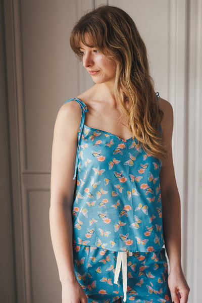 Blue butterfly summer pyjamas - trousers & cami