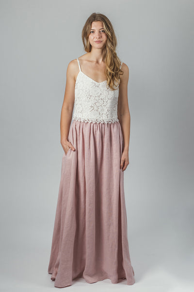 'Luna' long linen skirt