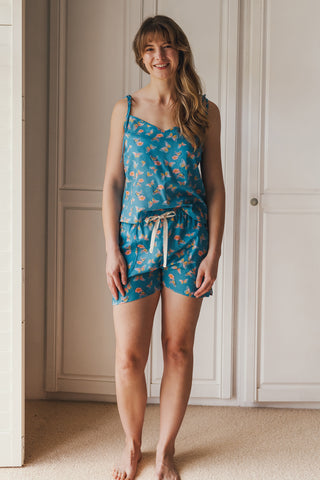 Blue butterfly summer pyjamas, shorts & cami