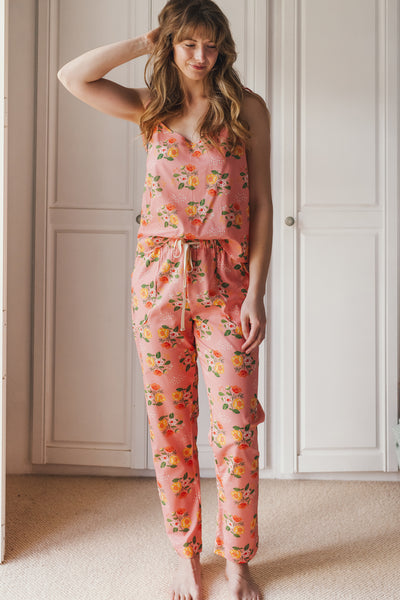 Coral floral summer pyjama trousers