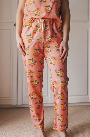 Coral floral summer pyjama trousers
