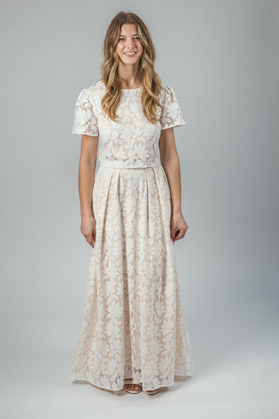 'Petal' lace bridal skirt with train