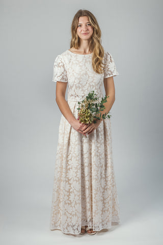 'Petal' lace bridal skirt with train