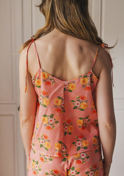 Coral floral summer pyjamas, shorts & cami