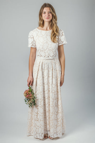 'Petal' lace bridal skirt with train