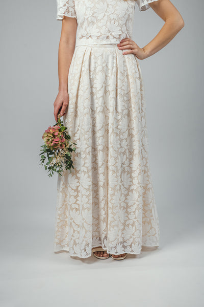 'Petal' lace bridal skirt with train