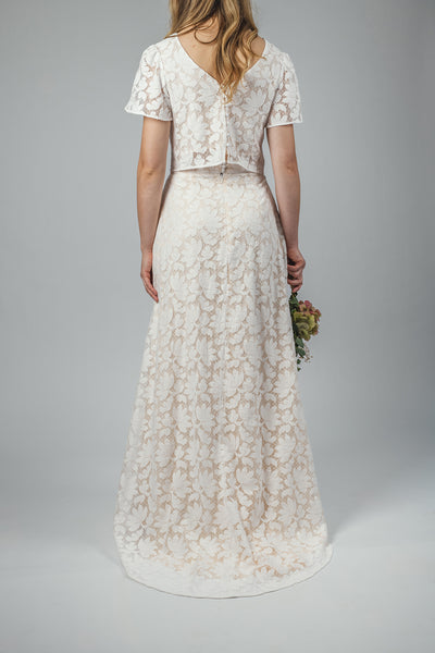 'Petal' lace bridal skirt with train