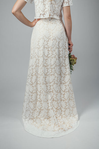'Petal' lace bridal skirt with train