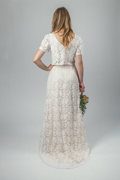 'Petal' lace bridal skirt with train
