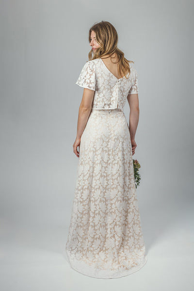 'Petal' lace bridal skirt with train