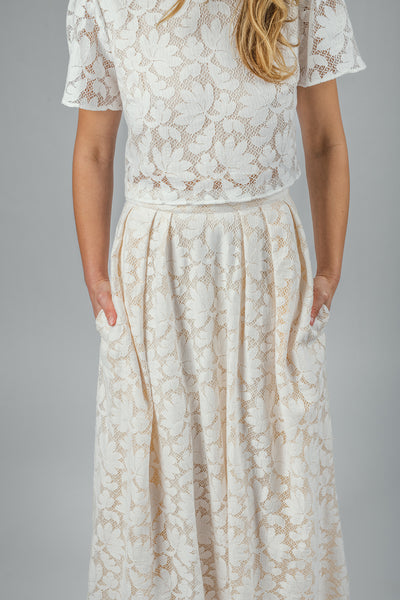 'Petal' lace bridal skirt with train