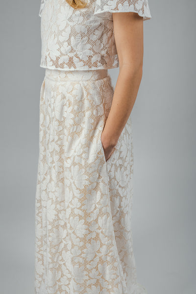 'Petal' lace bridal skirt with train