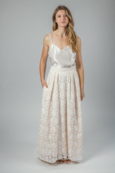 'Petal' lace bridal skirt with train