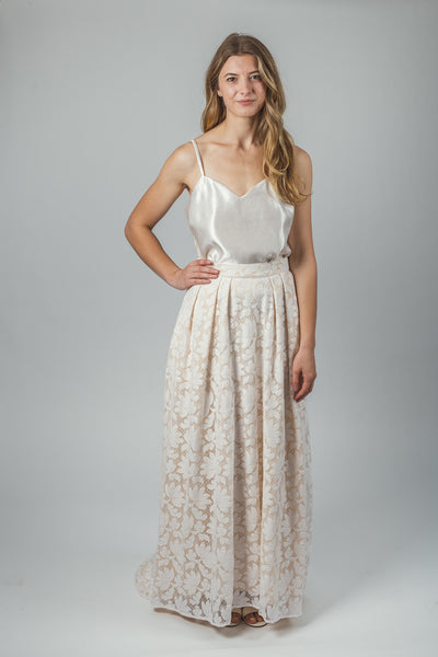'Petal' lace bridal skirt with train