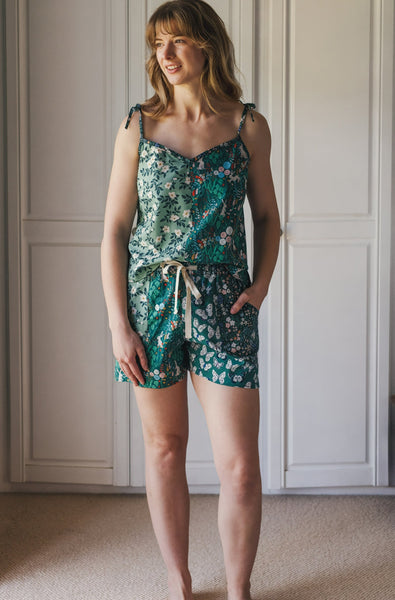 Miss-matched summer pyjamas, shorts and cami