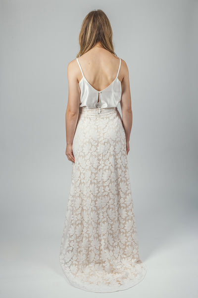 'Petal' lace bridal skirt with train