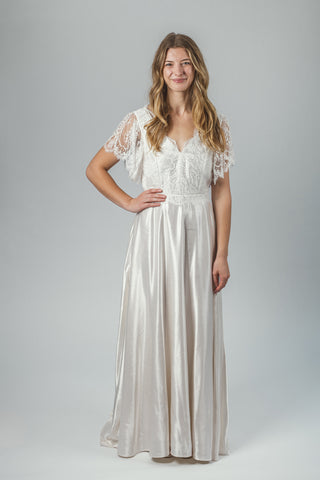 'Ivy' Long Hemp Silk Bridal Dress