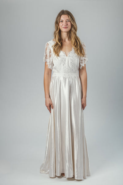 'Ivy' Long Hemp Silk Bridal Dress