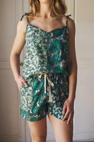 Miss-matched summer pyjamas, shorts and cami
