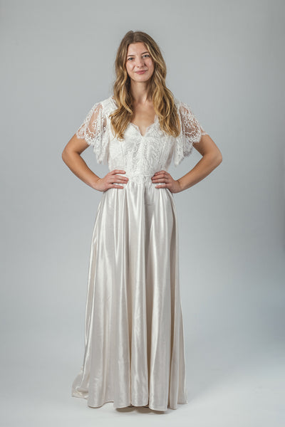 'Ivy' Long Hemp Silk Bridal Dress