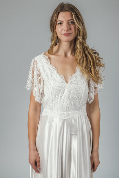 'Ivy' Long Hemp Silk Bridal Dress
