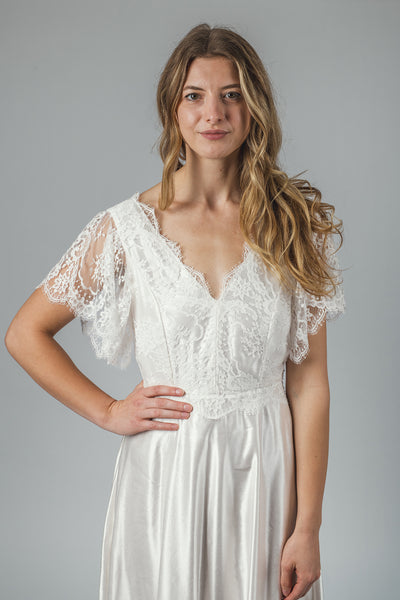 'Ivy' Long Hemp Silk Bridal Dress