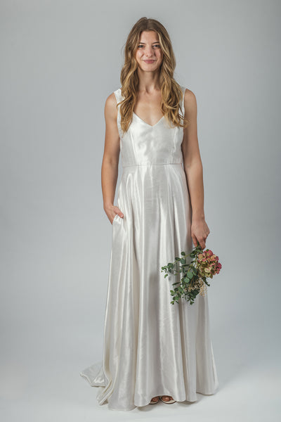 'Brooke' Long Hemp Silk Wedding Dress