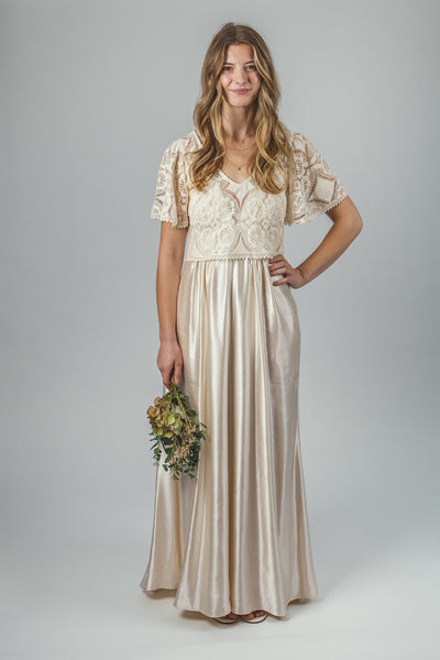 'Zarah' Long hemp silk bridal dress