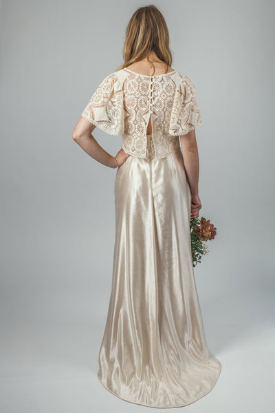 'Zarah' Long hemp silk bridal dress