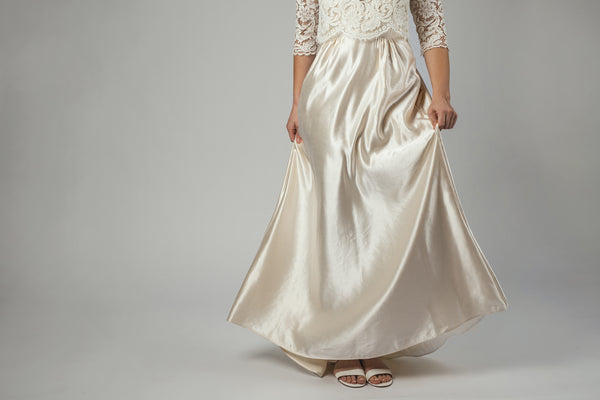 'Zarah' Long hemp silk bridal dress