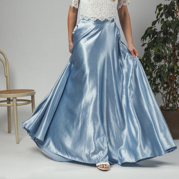 'Tamar' hemp silk bridal skirt with train