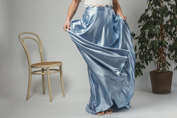 'Tamar' hemp silk bridal skirt with train