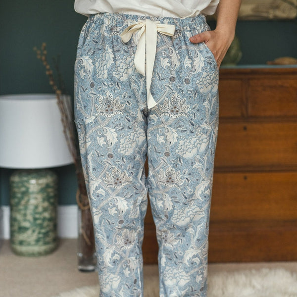 Light blue trailing flora organic cotton pyjamas trousers