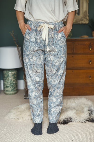 Light blue trailing flora organic cotton pyjamas trousers