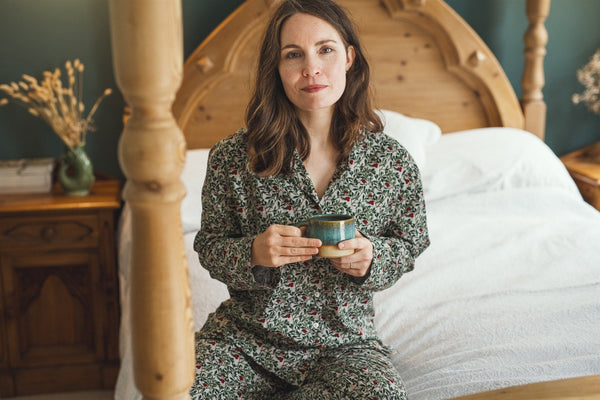 SALE - Winter berry organic cotton pyjamas trousers & shirt size L