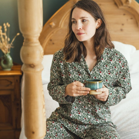 SALE - Winter berry organic cotton pyjamas trousers & shirt size L