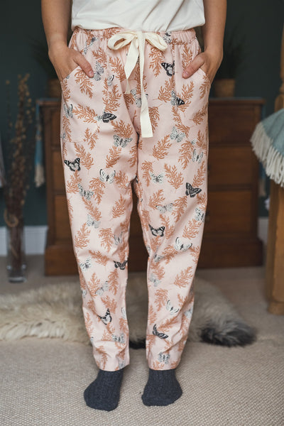 SALE - Pink butterfly organic cotton pyjama trousers & tee size S