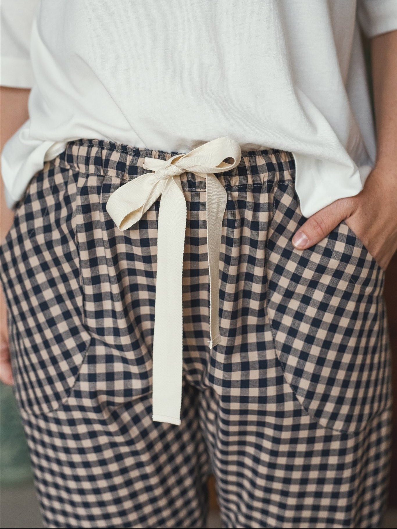 Gingham organic cotton pyjamas trousers