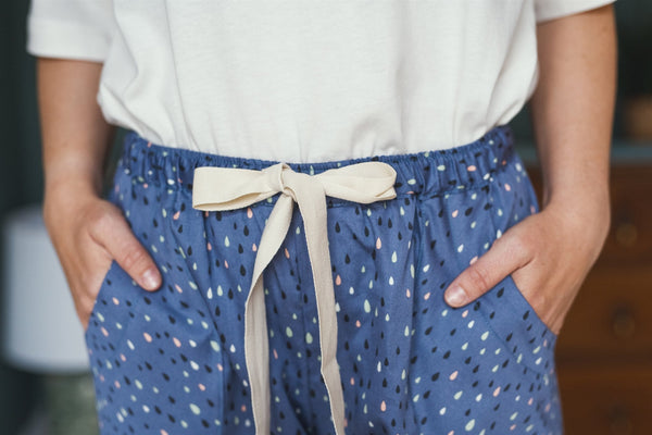 SALE - Coloured rain organic cotton pyjamas trousers size M