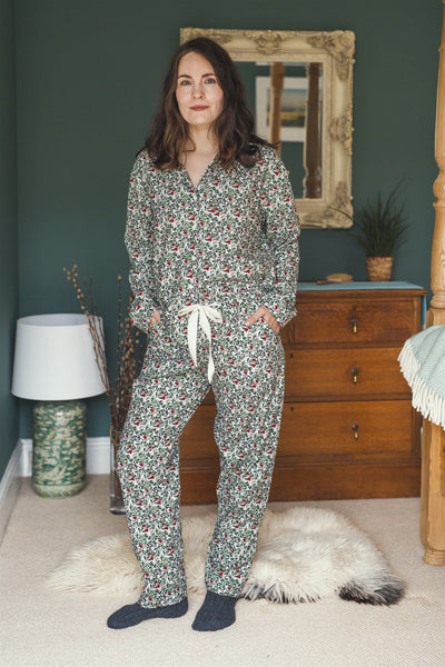 SALE - Winter berry organic cotton pyjamas trousers & shirt size L