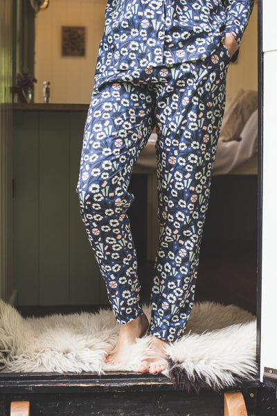 SALE - Floral print organic cotton pyjama trousers size XS