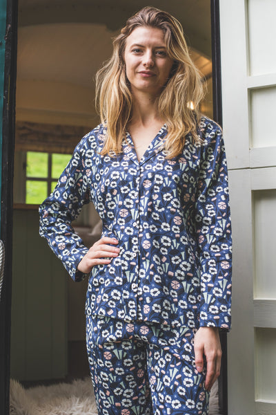 SALE - Floral print organic cotton print pyjamas & shirt size S