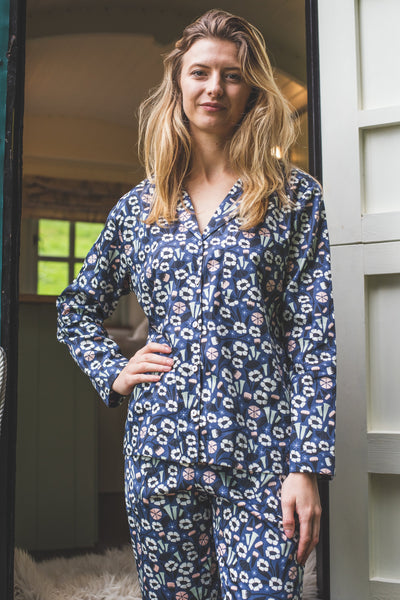 SALE - Floral print organic cotton print pyjamas & shirt size L