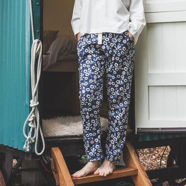 SALE - Floral print organic cotton pyjama trousers size XS
