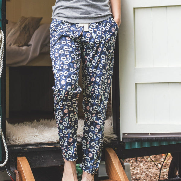 SALE - Floral print organic cotton pyjama trousers size XS
