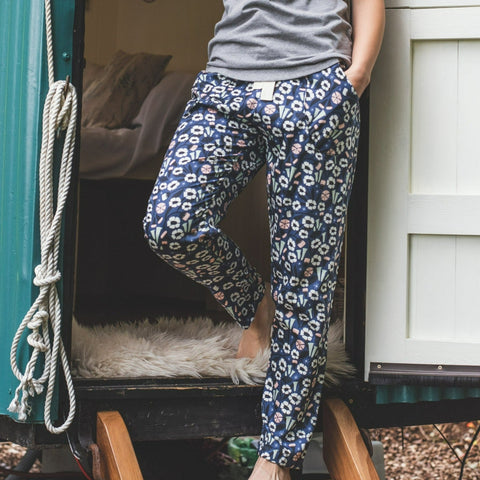SALE - Floral print organic cotton pyjama trousers size XS