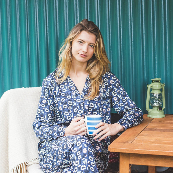 SALE - Floral print organic cotton print pyjamas & shirt size S