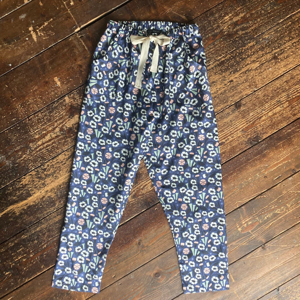 SALE - Floral print organic cotton pyjama trousers size XS