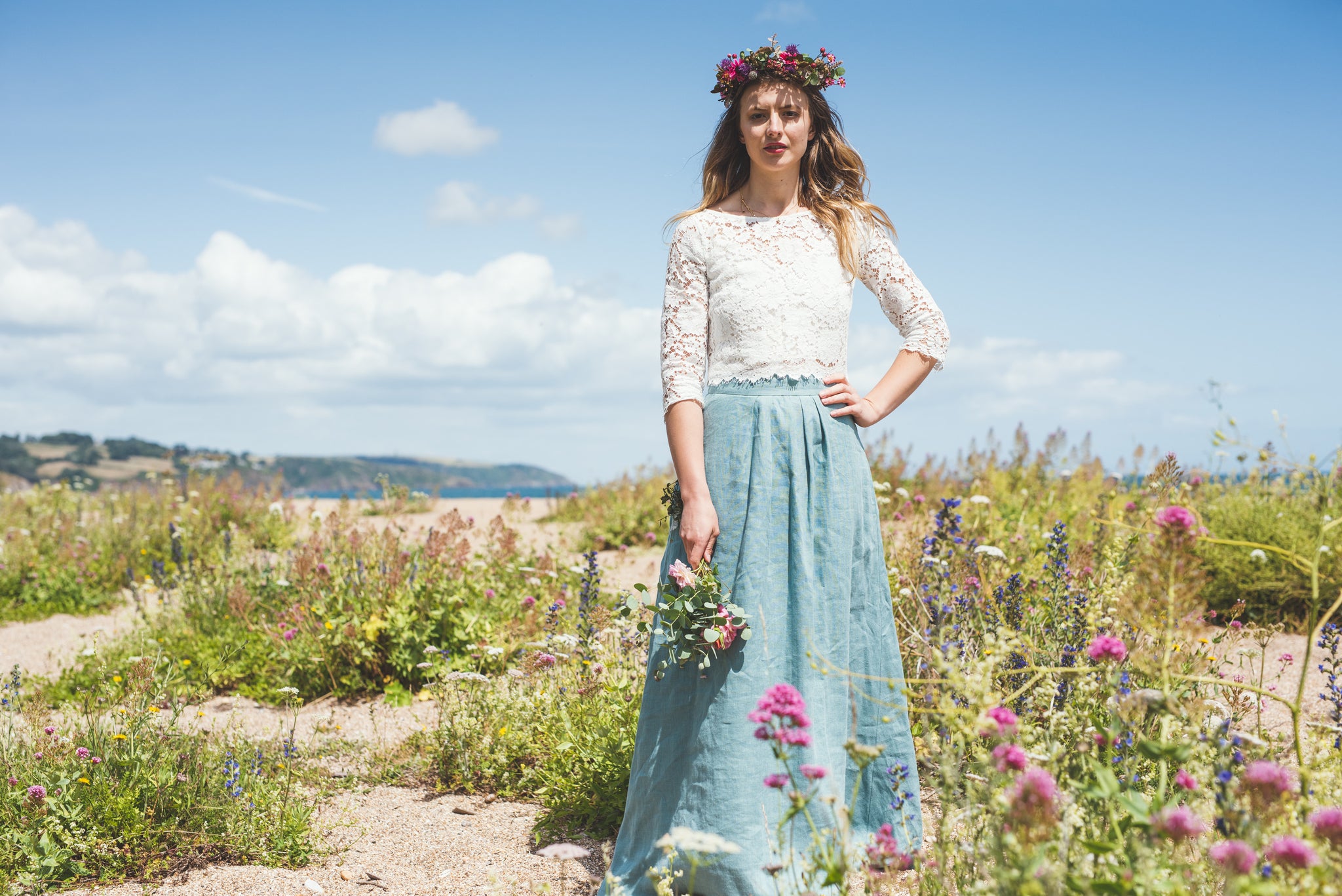 Devon linen bridal skirt Sister Organics