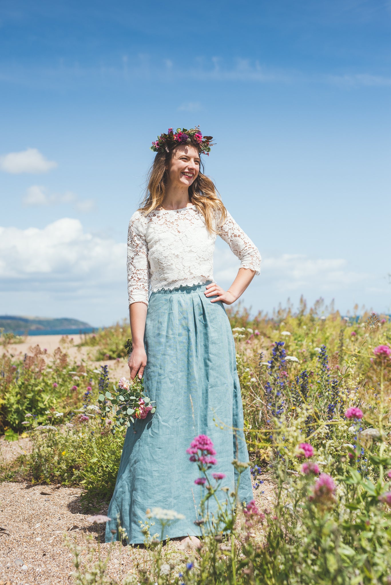 'Devon' linen bridal skirt